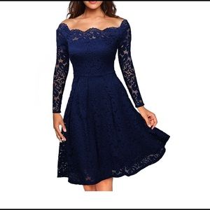 MISSMAY Women Vintage Floral Lace 3/4 Sleeve Dress (XL)